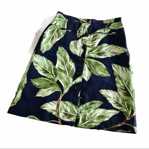 Ann Taylor Skirt Women’s 8 Button Front Straight Blue Green Botanical Leaf Trip